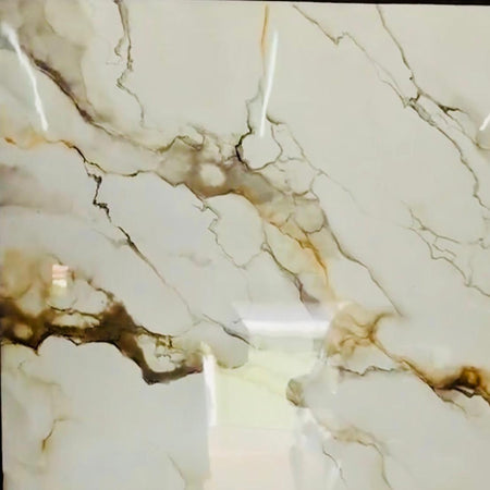 Close-up of a marble-like surface with beige and brown patterns