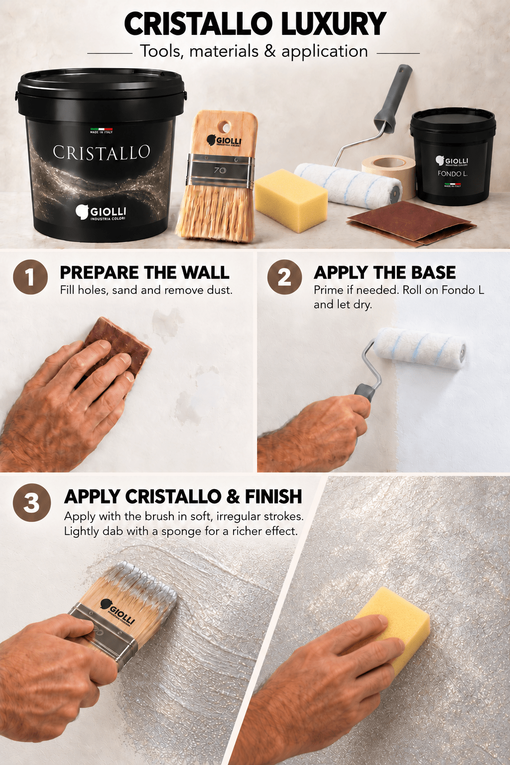 Cristallo Luxury – Metallic Sand paint Decorative Paint - Marmorino