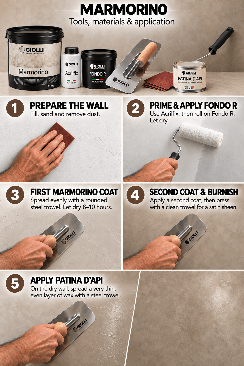 Marmorino Lime & Marble Plaster – Italian Venetian Wall Finish - Interior and Exterior - Marmorino