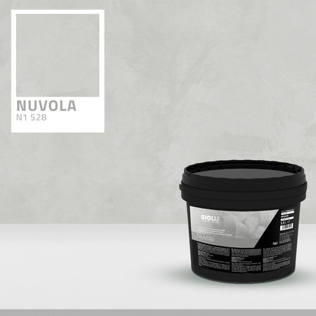 Black paint bucket labeled 'Nuvola' on a gray background