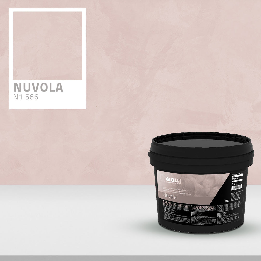 Black paint container with Nuvola label on a light pink background