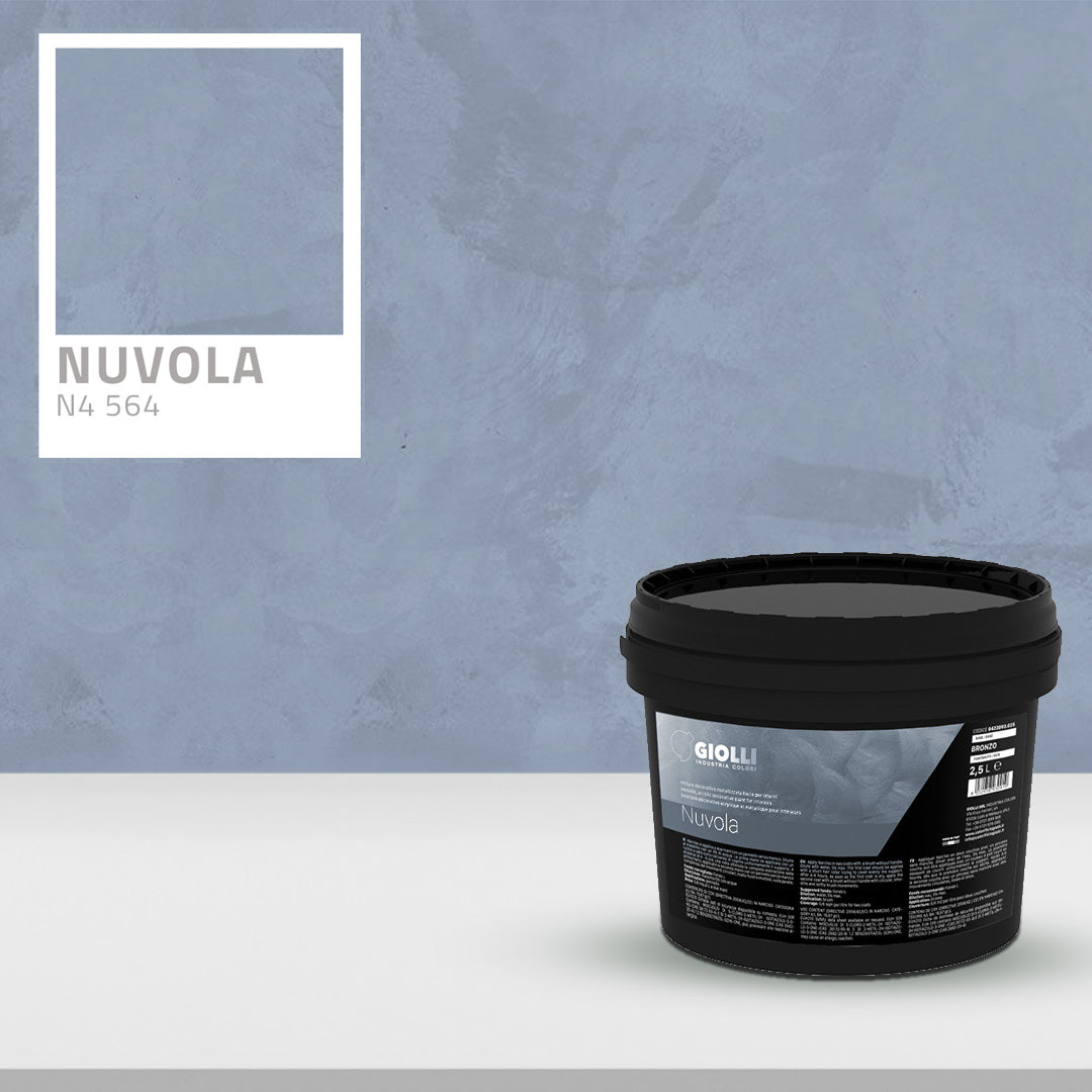 Paint container labeled 'Nuvola' with a gray wall background