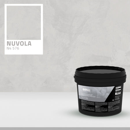 Black paint bucket labeled 'Nuvola' on a gray background