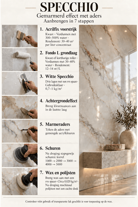 Venetiaans stucwerk - Marmer Effect 5 KG (5 m²) KIT - Marmorino