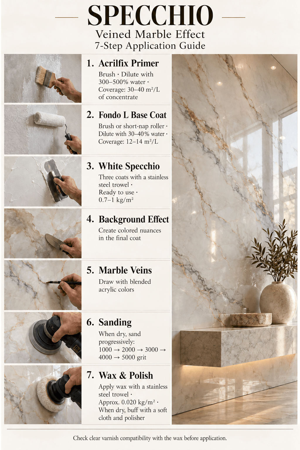 Venetiaans stucwerk - Marmer Effect 5 KG (5 m²) KIT - Marmorino