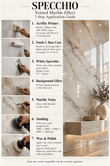 Venetiaans stucwerk - Marmer Effect 5 KG (5 m²) KIT - Marmorino