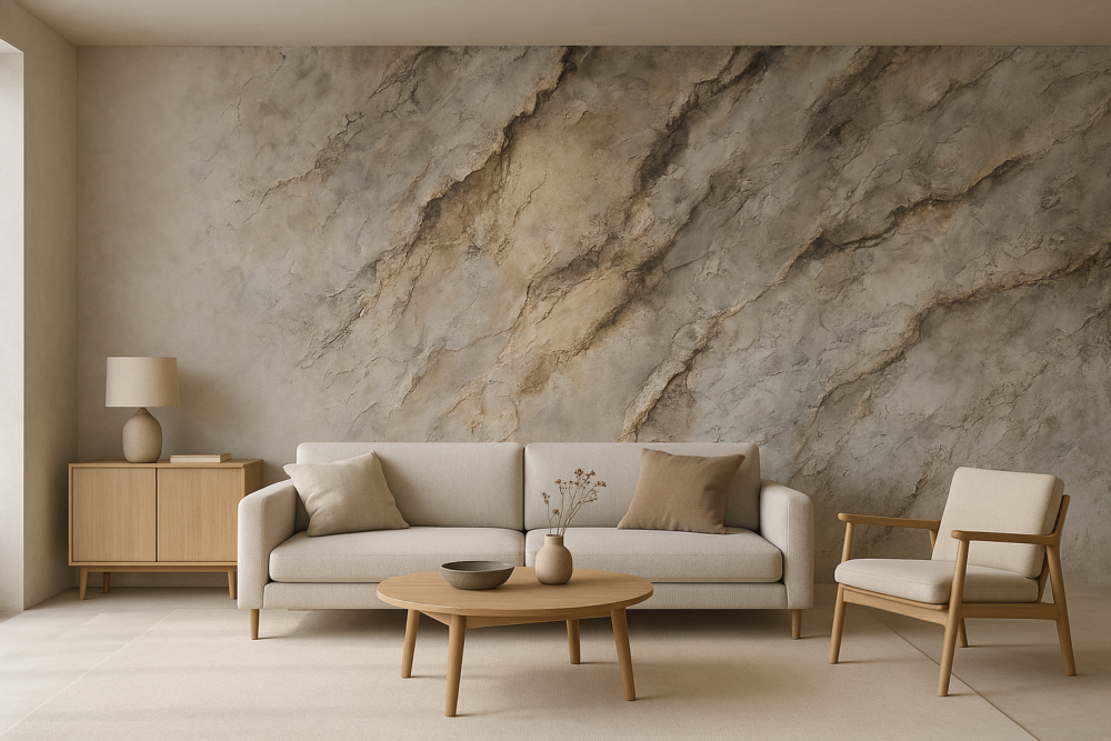 Travertino -  Rauw-Natuursteeneffect - Decoratieve Pleister (Marmorino Stone) - Kalkverf - Afbeelding 14